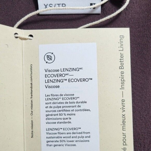 Frank And Oak Women's Blouse Size XS/XXS Short Sleeve Brown Fluid Camp Collar - Picture 7 of 10